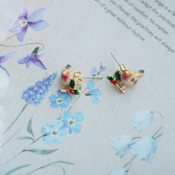 Bill skinner cute robin bird stud earrings - Picture 4 of 6